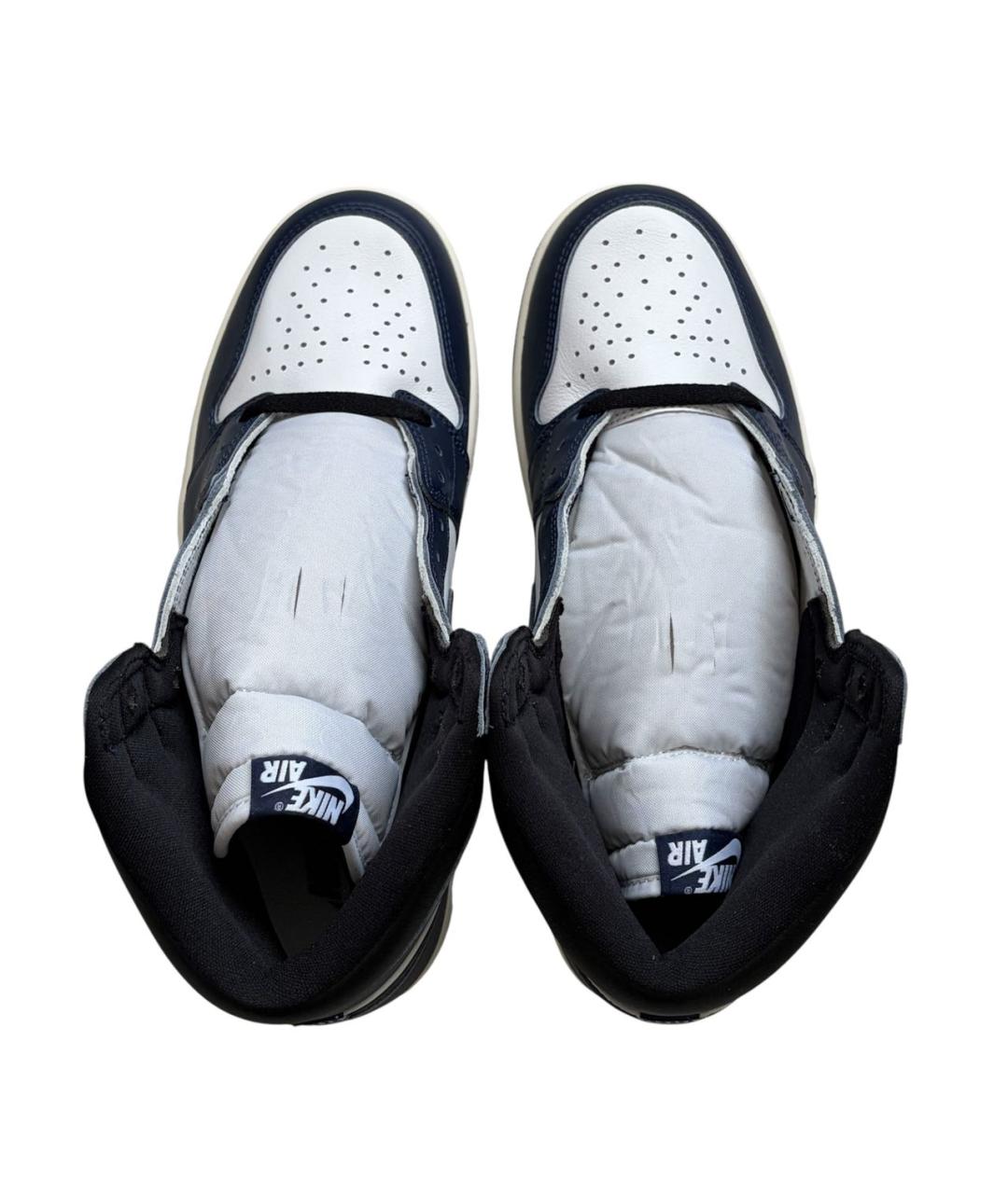 JORDAN Темно-синие кожаные высокие кроссовки / кеды, фото 3