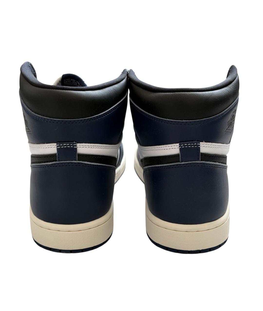 JORDAN Темно-синие кожаные высокие кроссовки / кеды, фото 4