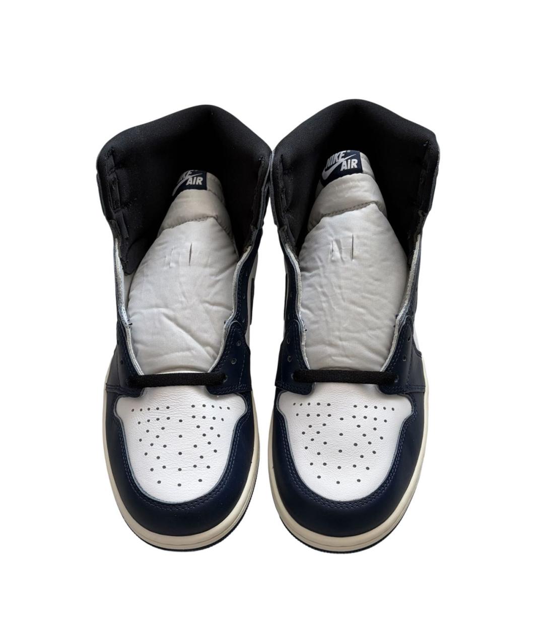 JORDAN Темно-синие кожаные высокие кроссовки / кеды, фото 2