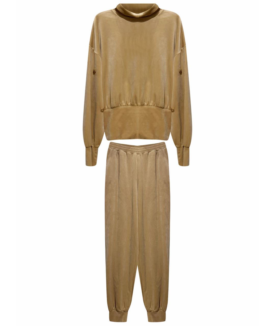 TWIN-SET Бежевый велюровый костюм с брюками, фото 1