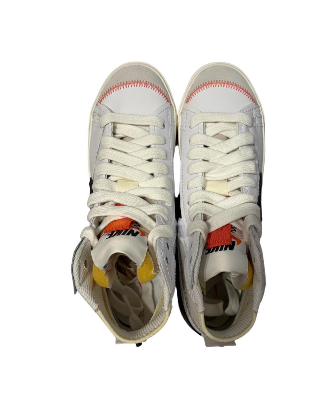 NIKE Белые кожаные высокие кроссовки / кеды, фото 3