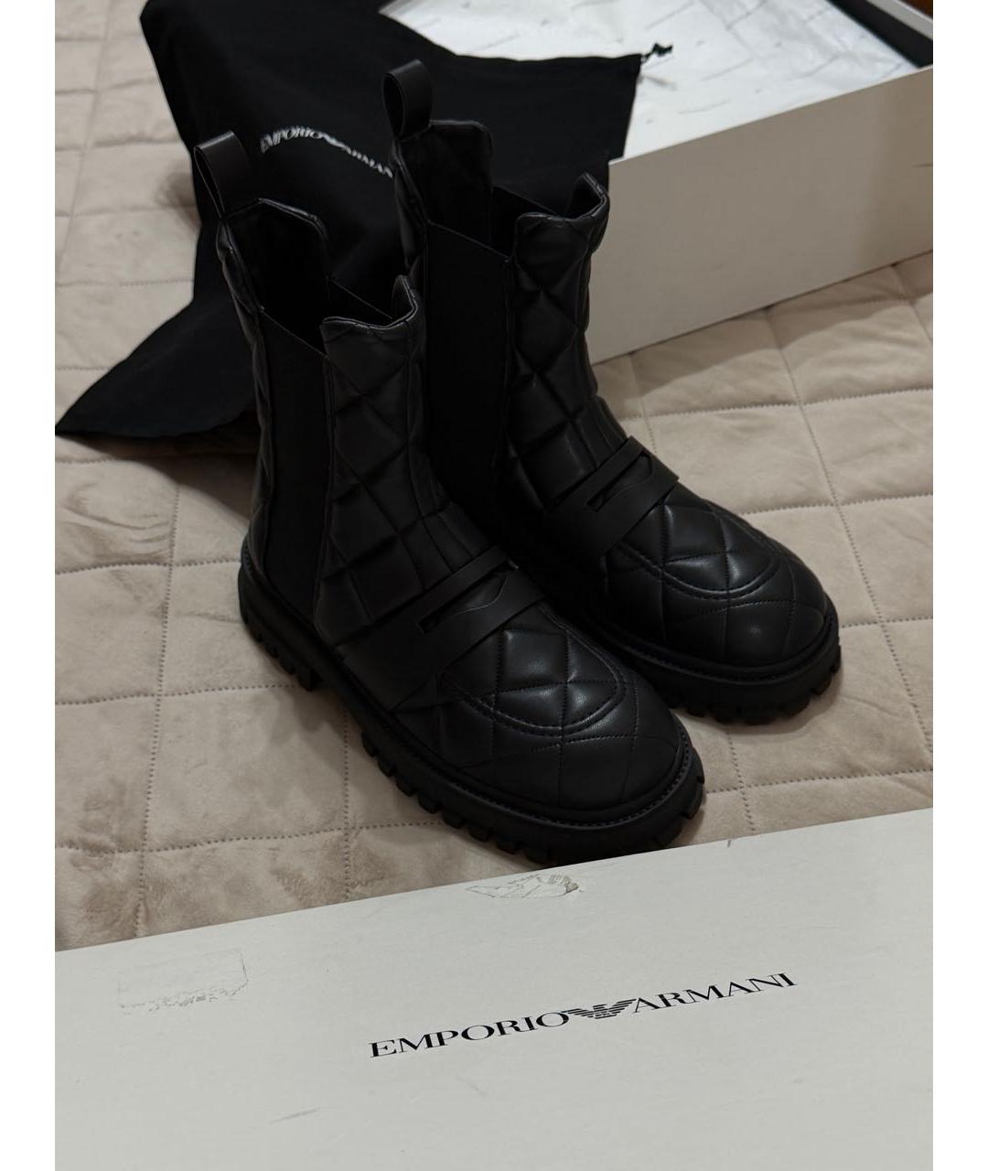 EMPORIO ARMANI Черные высокие ботинки, фото 3