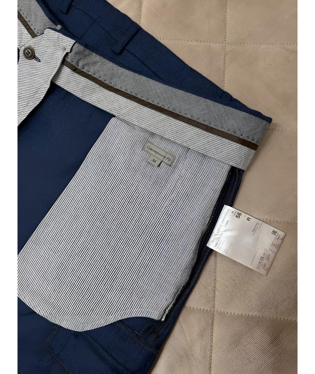 CANALI Синие шерстяные повседневные брюки, фото 6