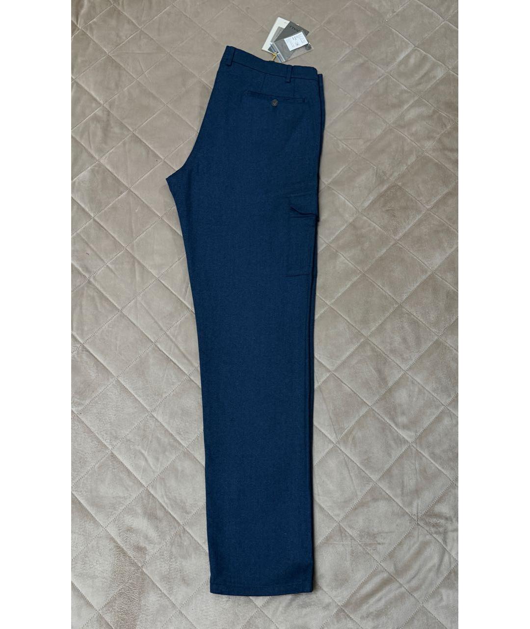 CANALI Синие шерстяные повседневные брюки, фото 5