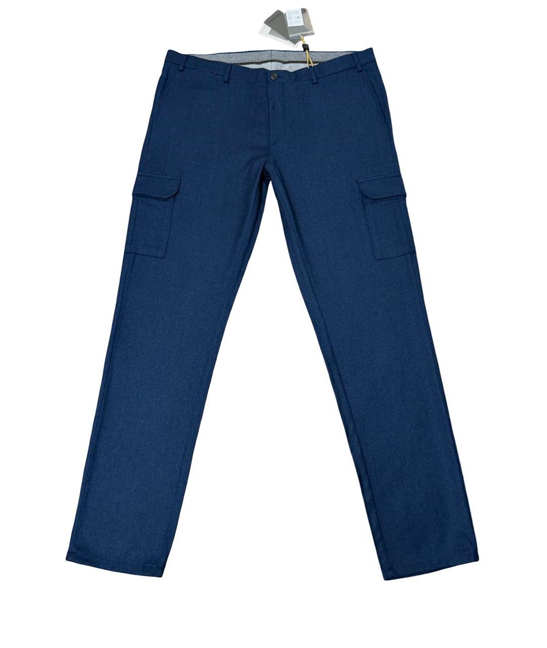 CANALI Синие шерстяные повседневные брюки, фото 9