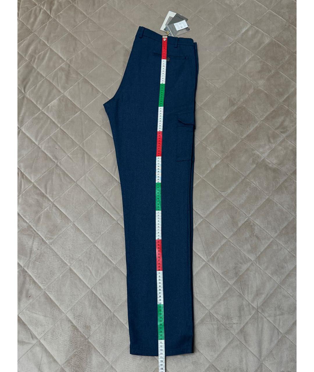 CANALI Синие шерстяные повседневные брюки, фото 8