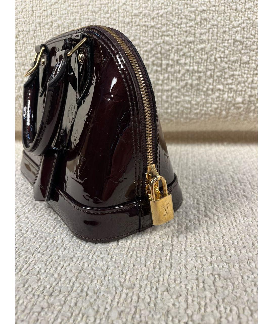 LOUIS VUITTON Бордовая сумка с короткими ручками из лакированной кожи, фото 7