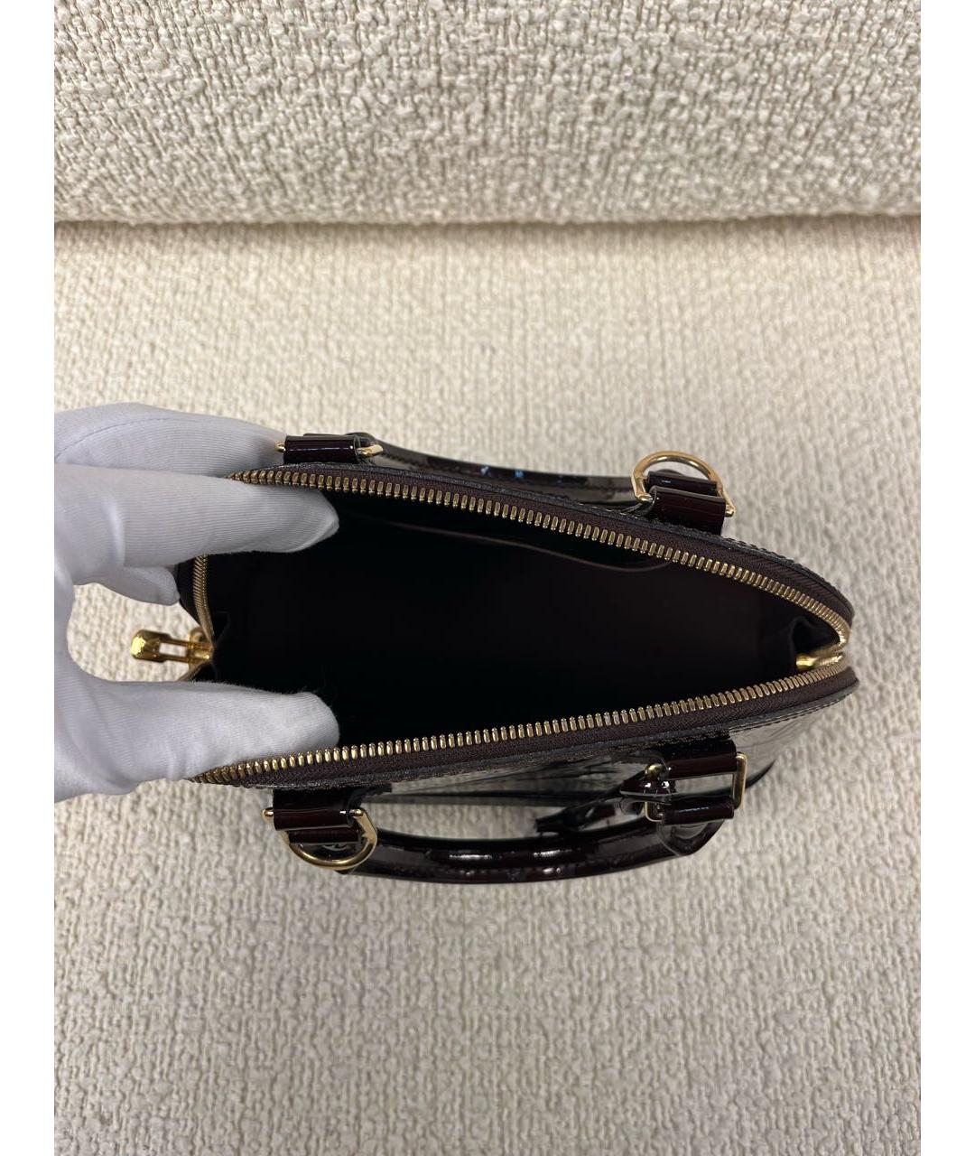 LOUIS VUITTON Бордовая сумка с короткими ручками из лакированной кожи, фото 4