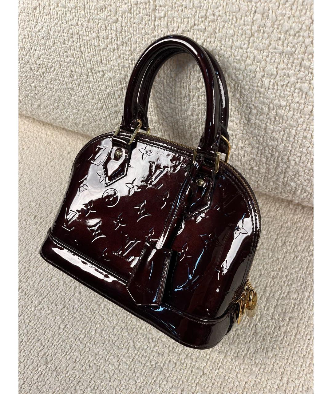 LOUIS VUITTON Бордовая сумка с короткими ручками из лакированной кожи, фото 5