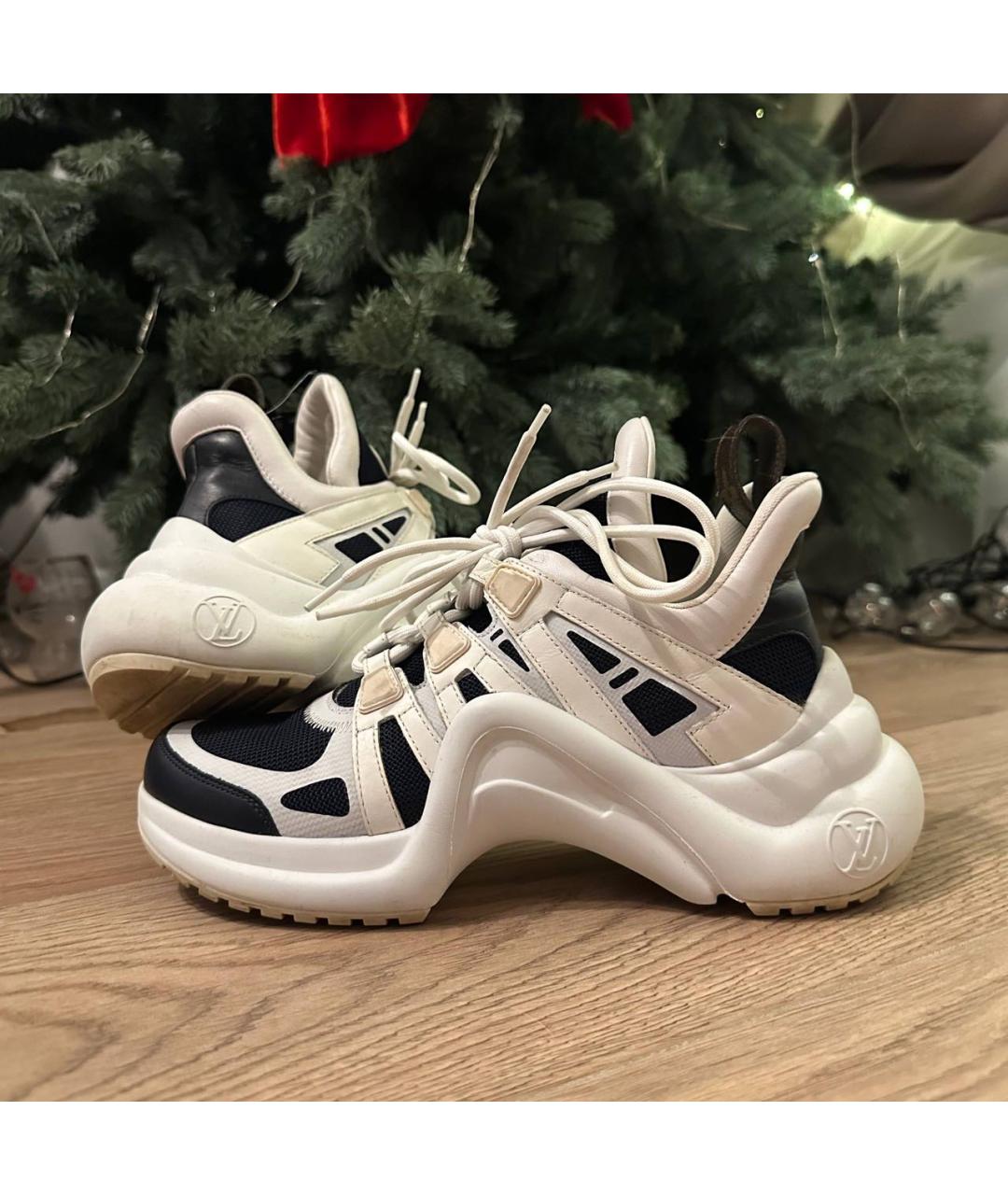 LOUIS VUITTON Белые кожаные кроссовки, фото 5