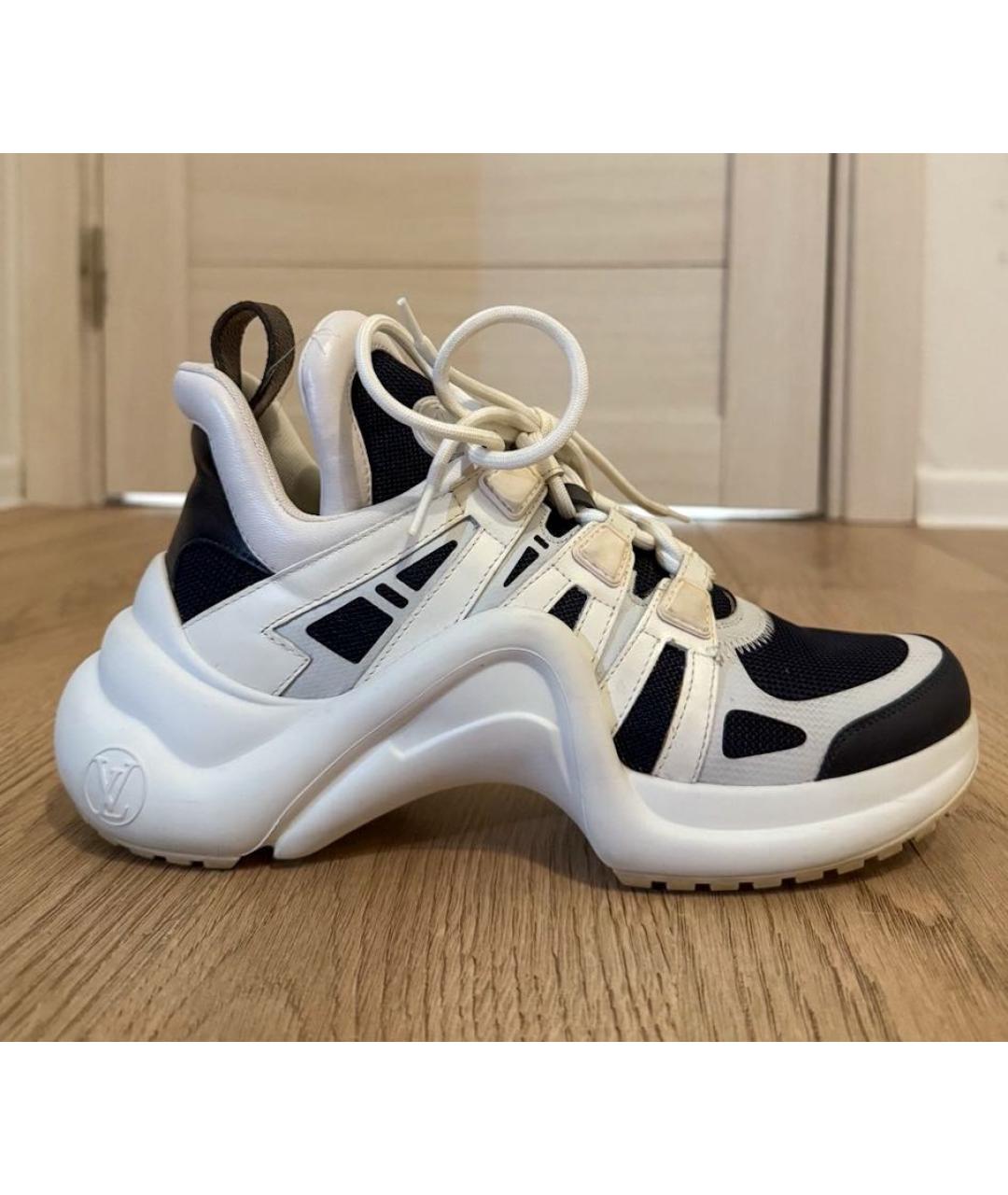 LOUIS VUITTON Белые кожаные кроссовки, фото 7