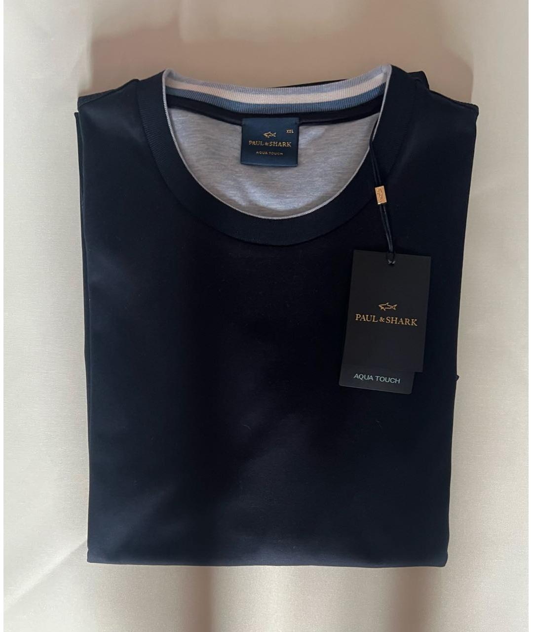PAUL & SHARK Темно-синяя хлопковая футболка, фото 3