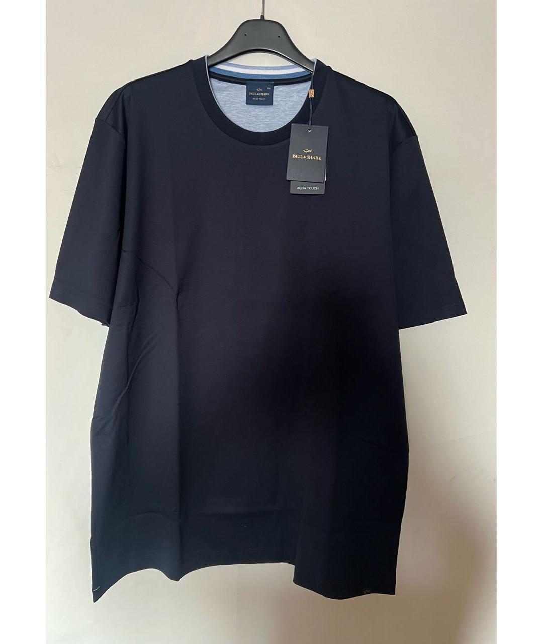 PAUL & SHARK Темно-синяя хлопковая футболка, фото 2