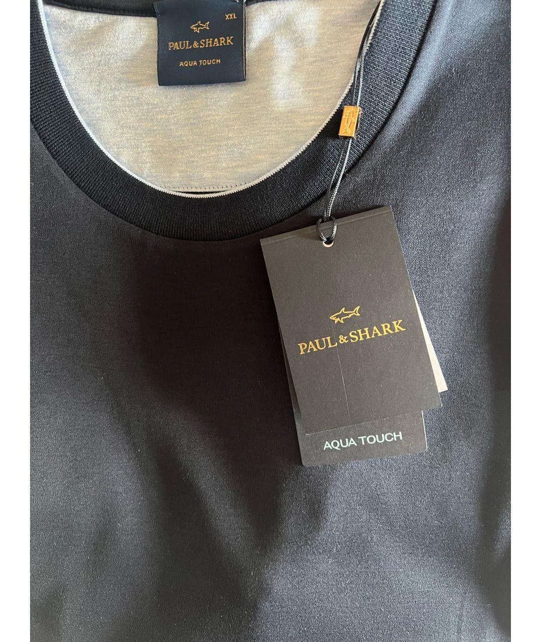 PAUL & SHARK Темно-синяя хлопковая футболка, фото 4