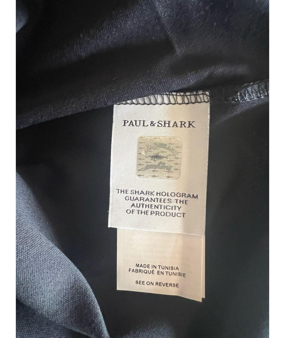 PAUL & SHARK Темно-синяя хлопковая футболка, фото 8