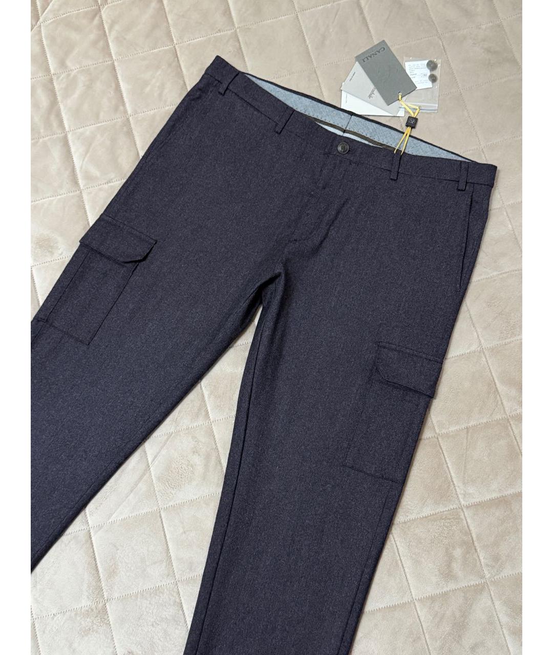 CANALI Бордовые шерстяные повседневные брюки, фото 3