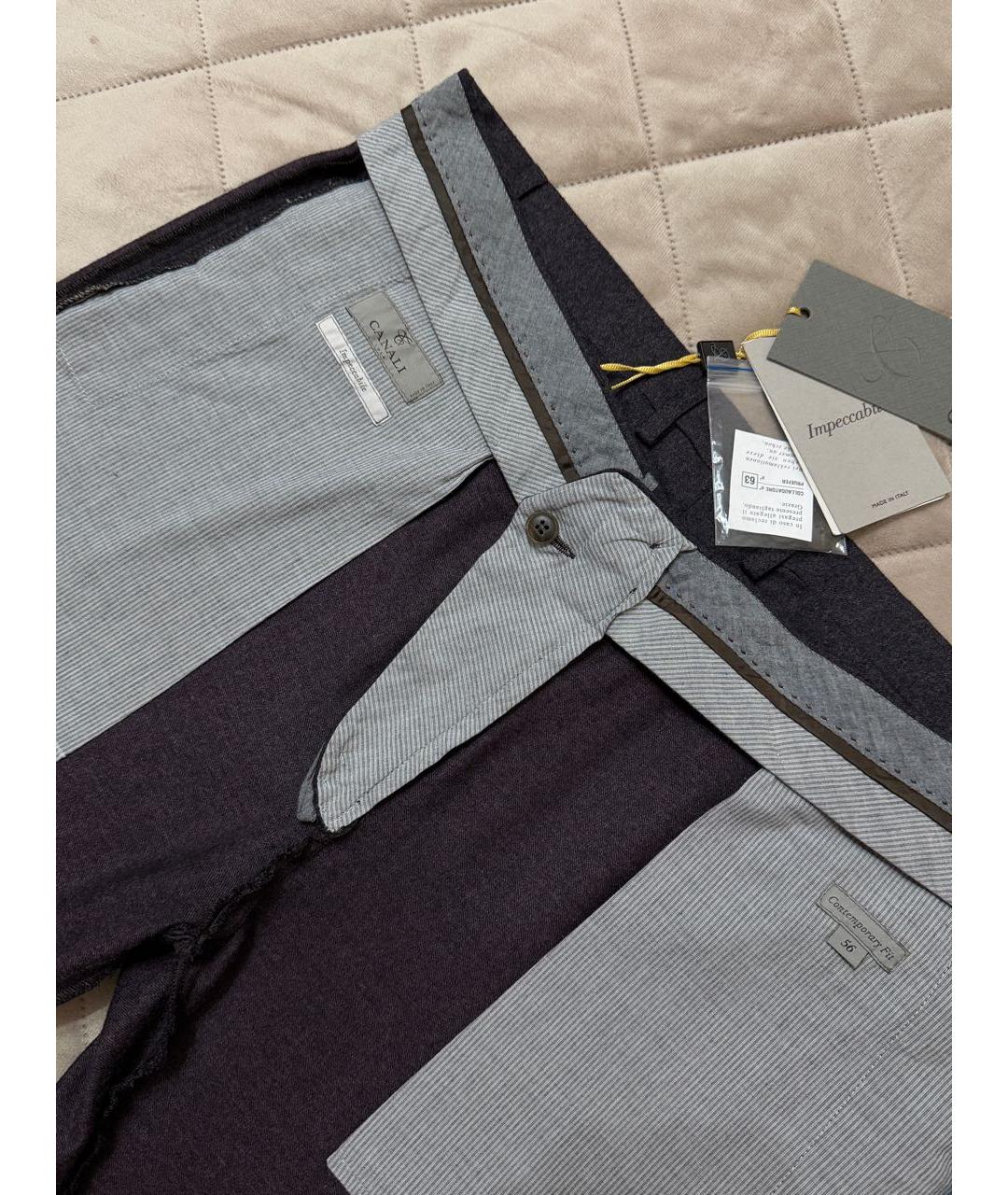 CANALI Бордовые шерстяные повседневные брюки, фото 8