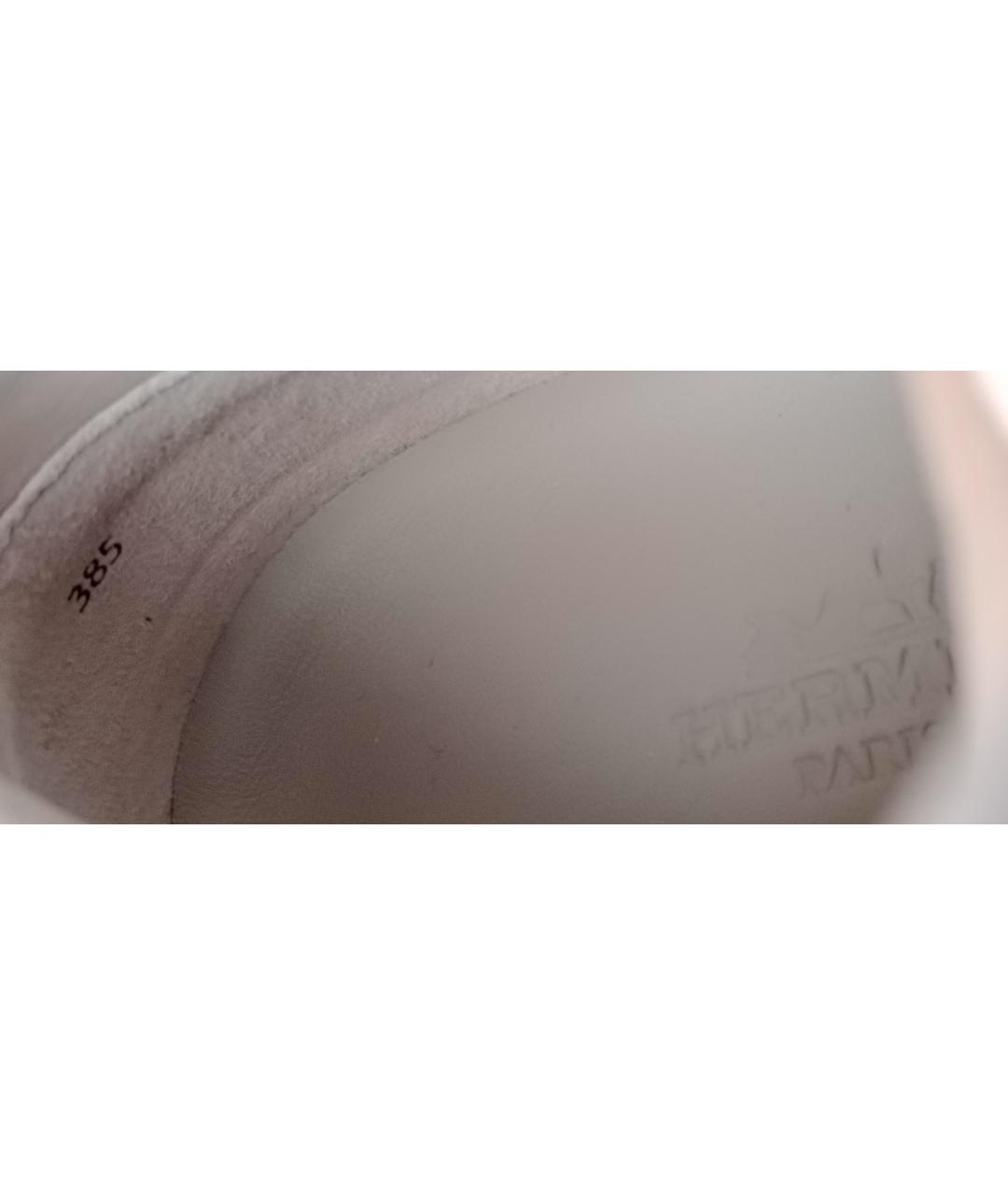 HERMES Бежевые замшевые кроссовки, фото 7