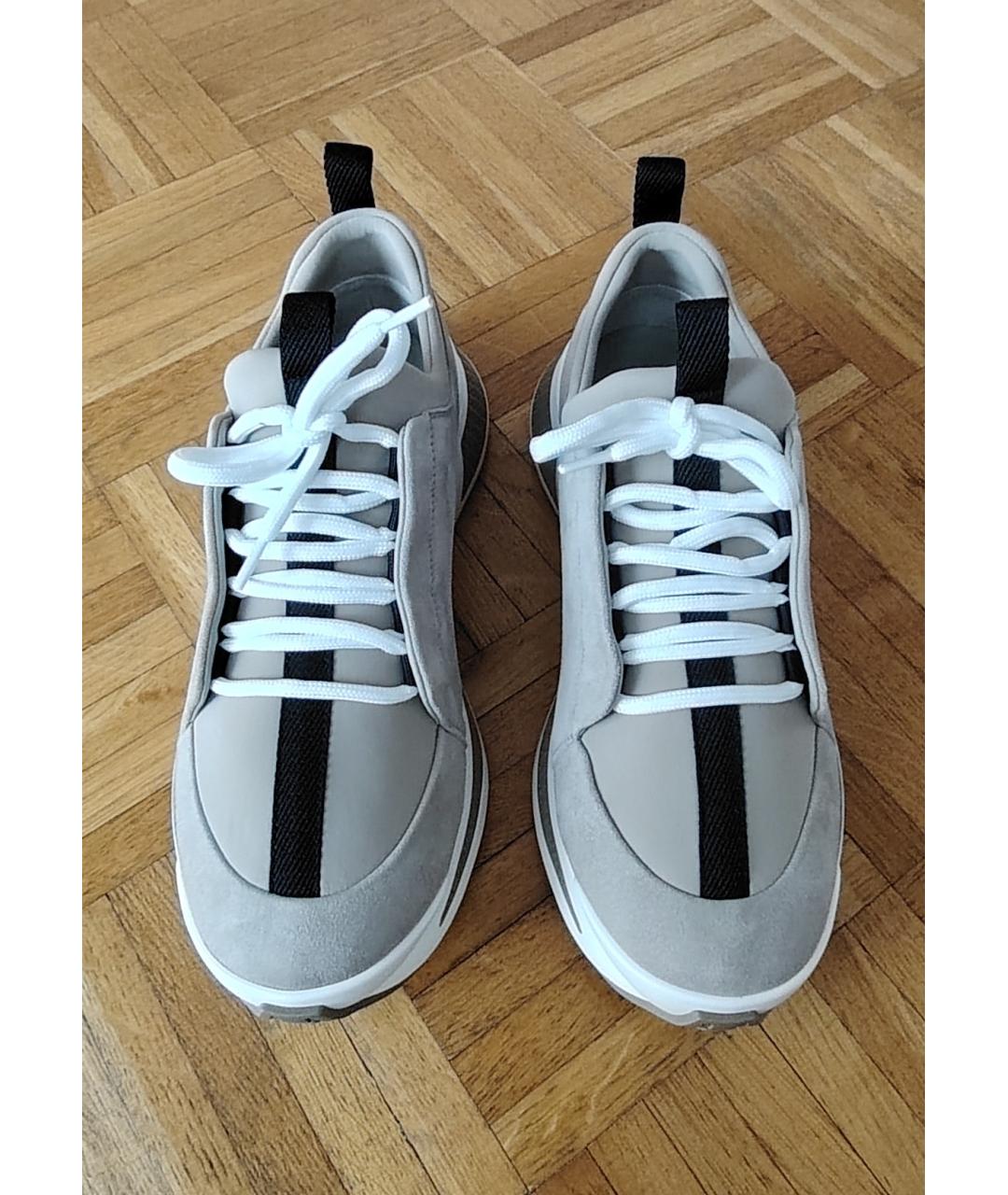 HERMES Бежевые замшевые кроссовки, фото 2