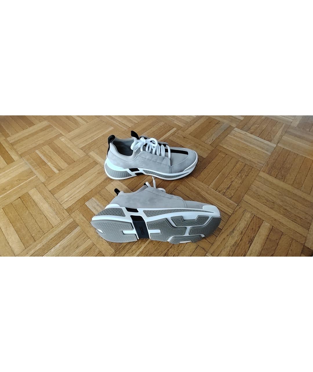 HERMES Бежевые замшевые кроссовки, фото 6