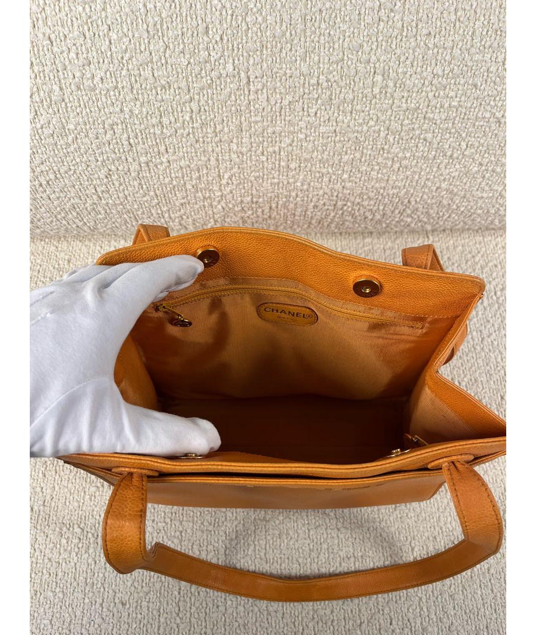 CHANEL Оранжевая кожаная сумка через плечо, фото 5