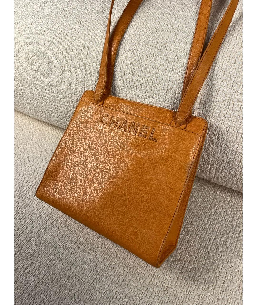 CHANEL Оранжевая кожаная сумка через плечо, фото 6