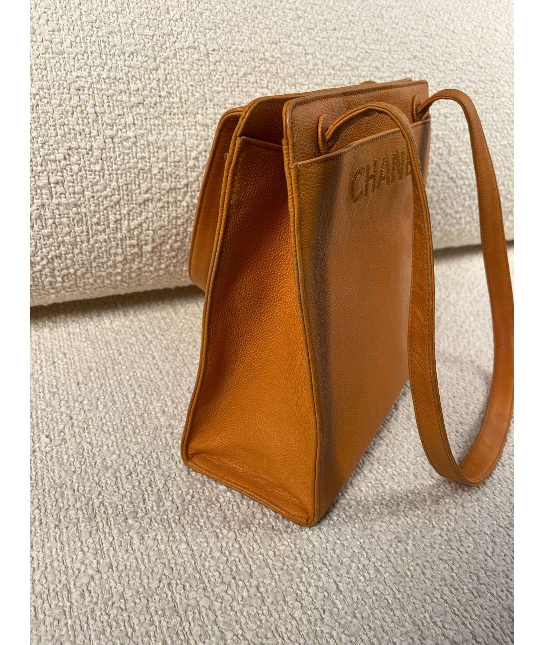 CHANEL Оранжевая кожаная сумка через плечо, фото 9