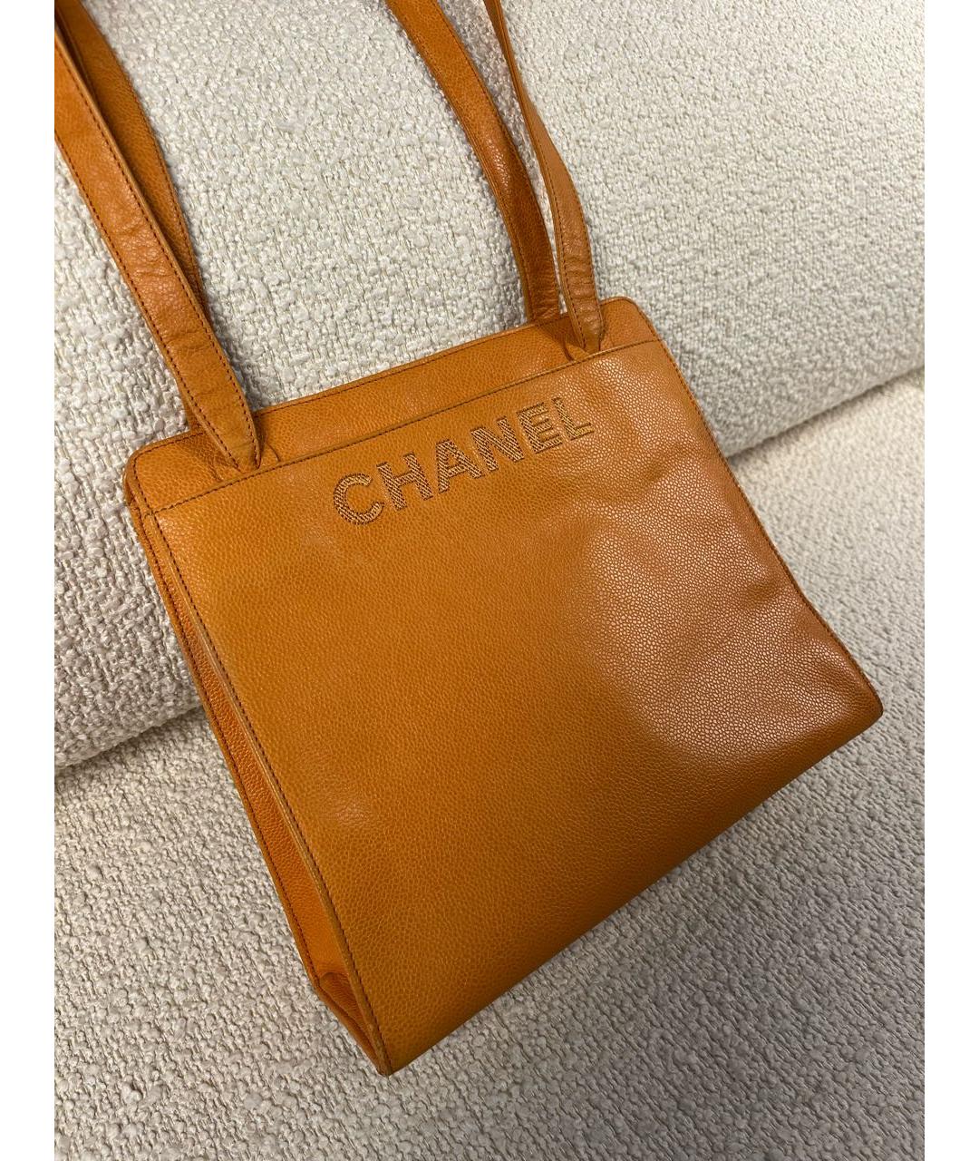 CHANEL Оранжевая кожаная сумка через плечо, фото 3