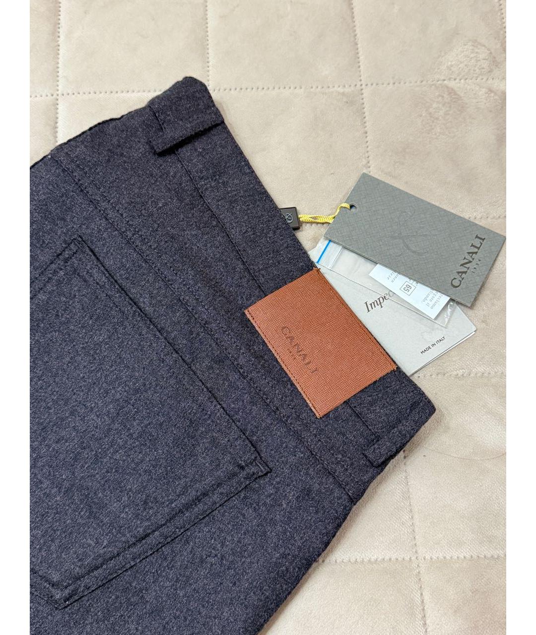 CANALI Синие шерстяные повседневные брюки, фото 4