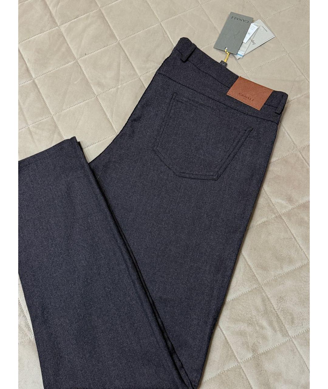 CANALI Синие шерстяные повседневные брюки, фото 3