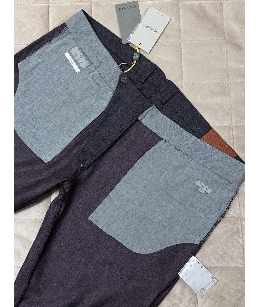 CANALI Синие шерстяные повседневные брюки, фото 5