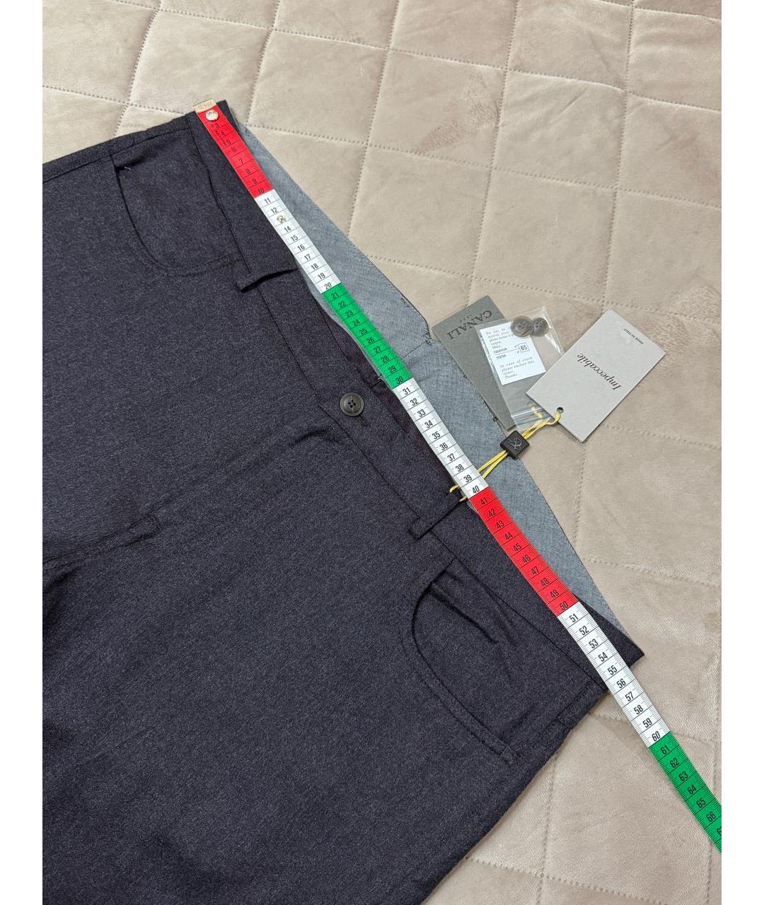 CANALI Синие шерстяные повседневные брюки, фото 6
