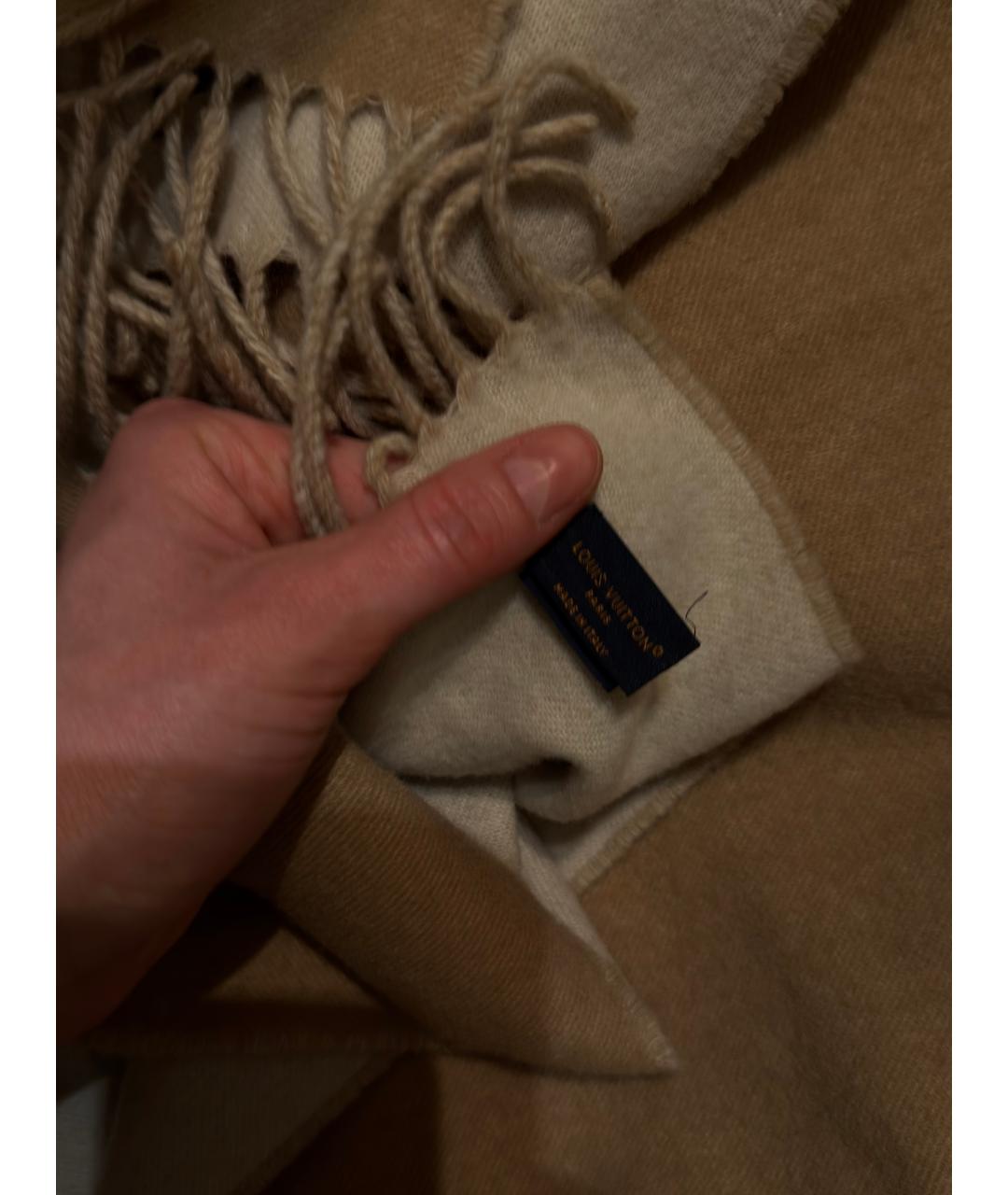 LOUIS VUITTON Бежевый кашемировый шарф, фото 3