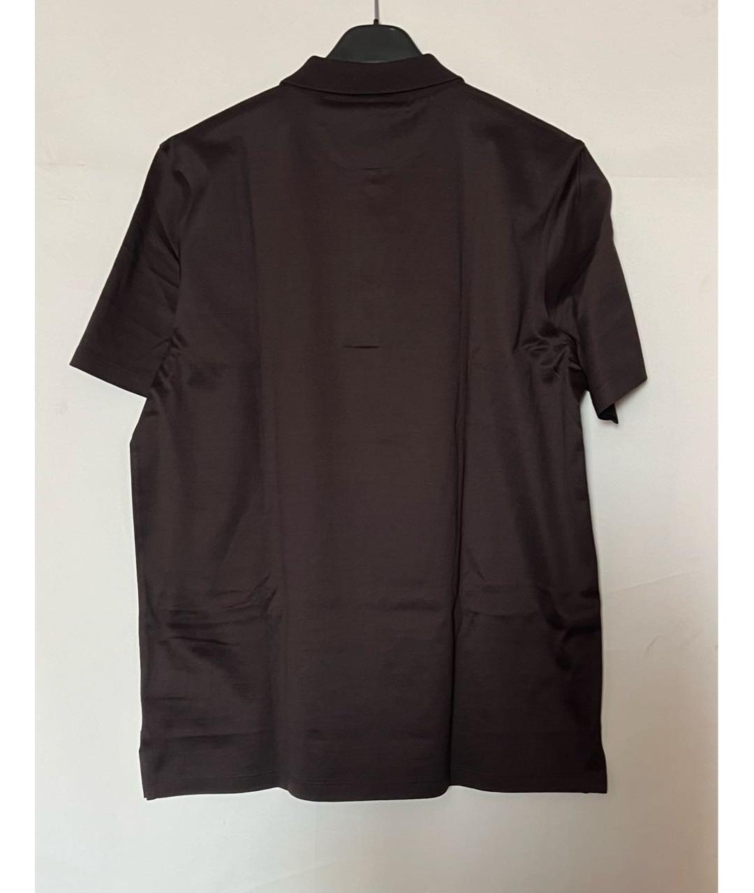 MOORER Коричневое хлопковое поло с коротким рукавом, фото 3