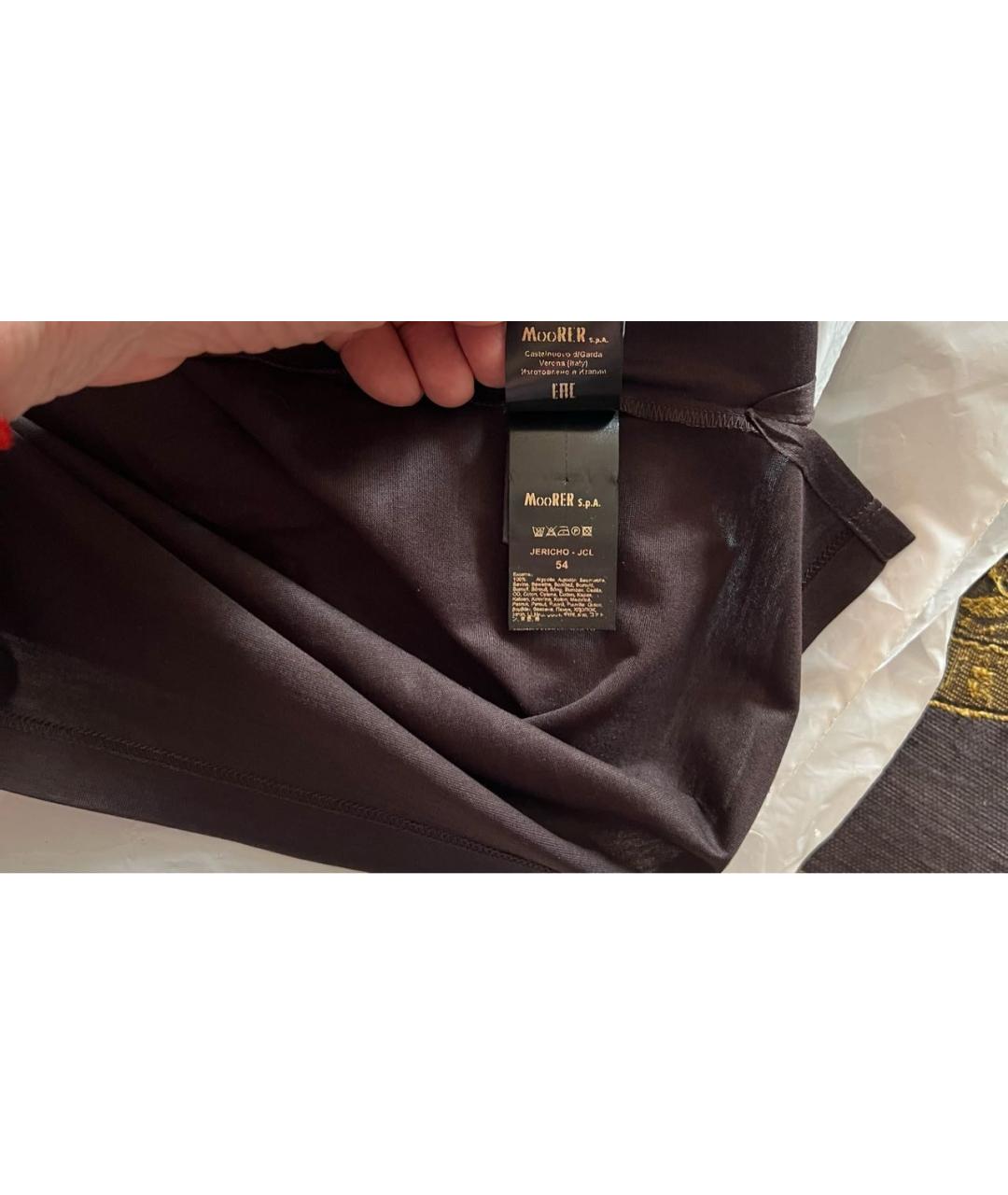 MOORER Коричневое хлопковое поло с коротким рукавом, фото 6