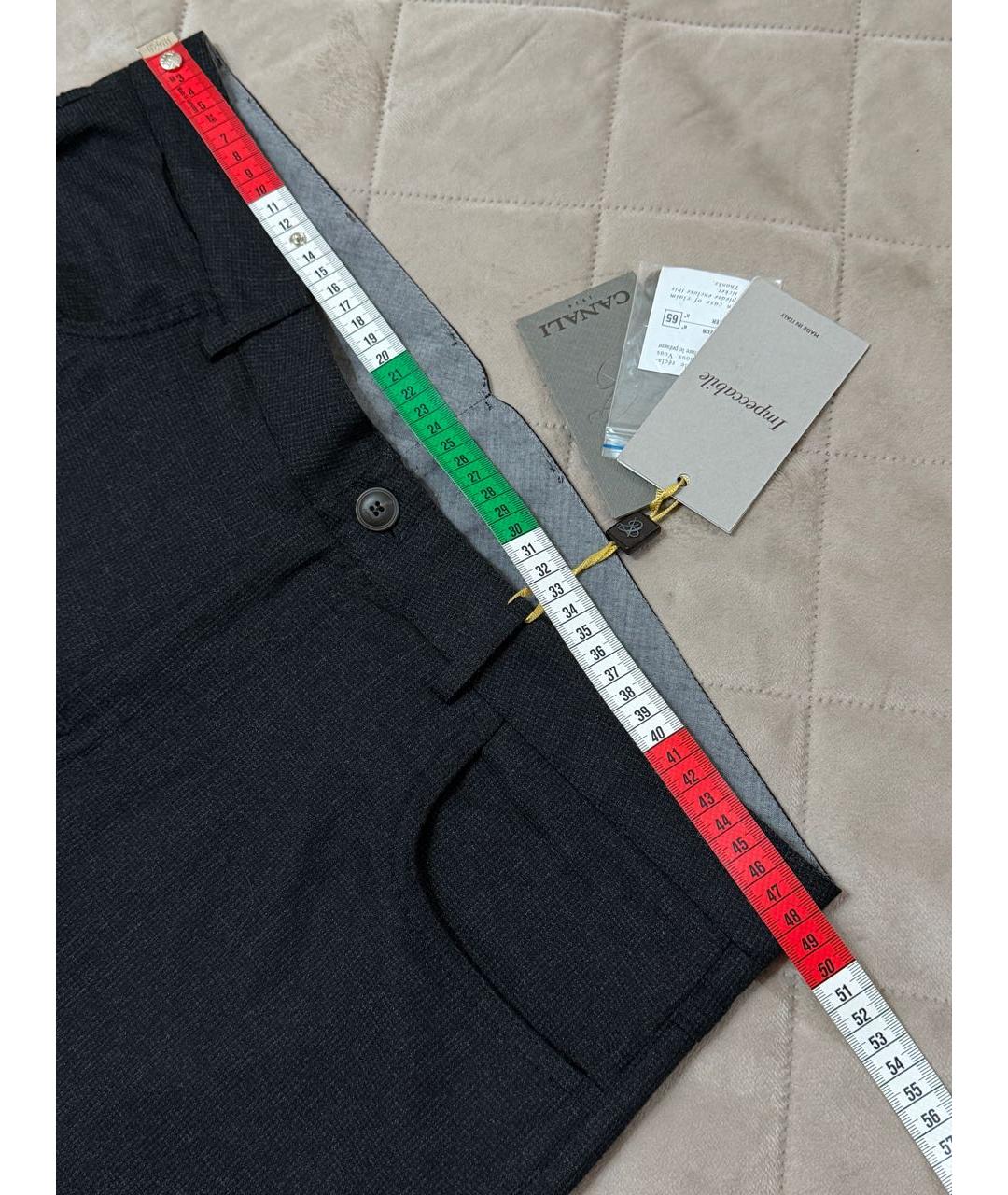 CANALI Серые шерстяные повседневные брюки, фото 7