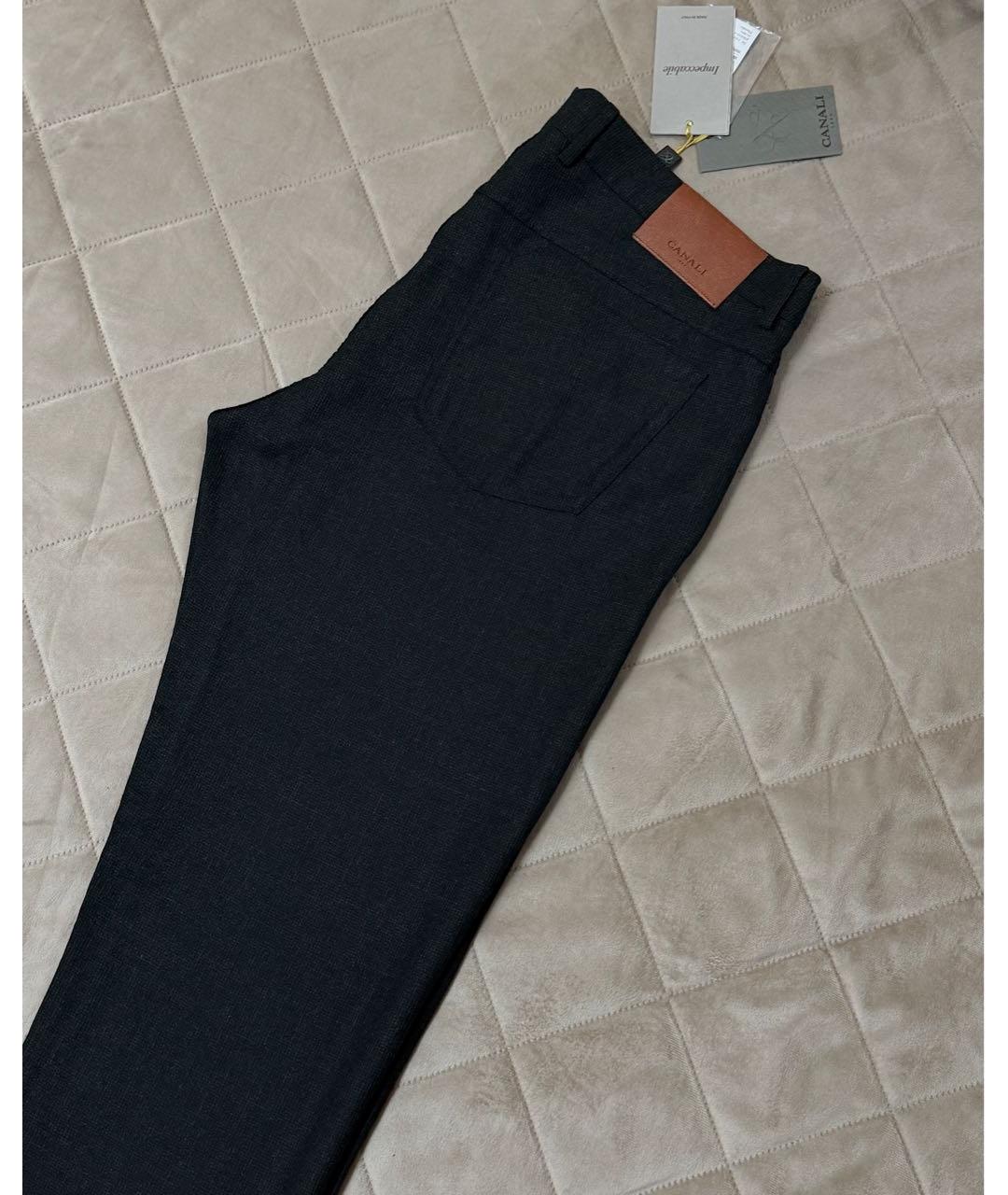 CANALI Серые шерстяные повседневные брюки, фото 5