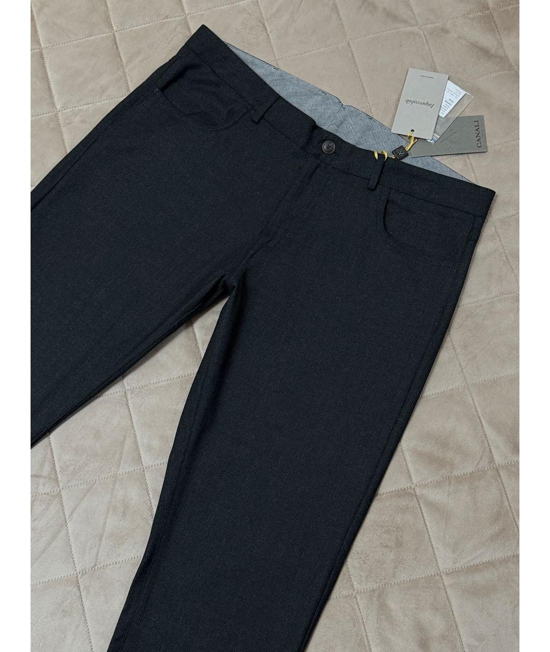 CANALI Серые шерстяные повседневные брюки, фото 3