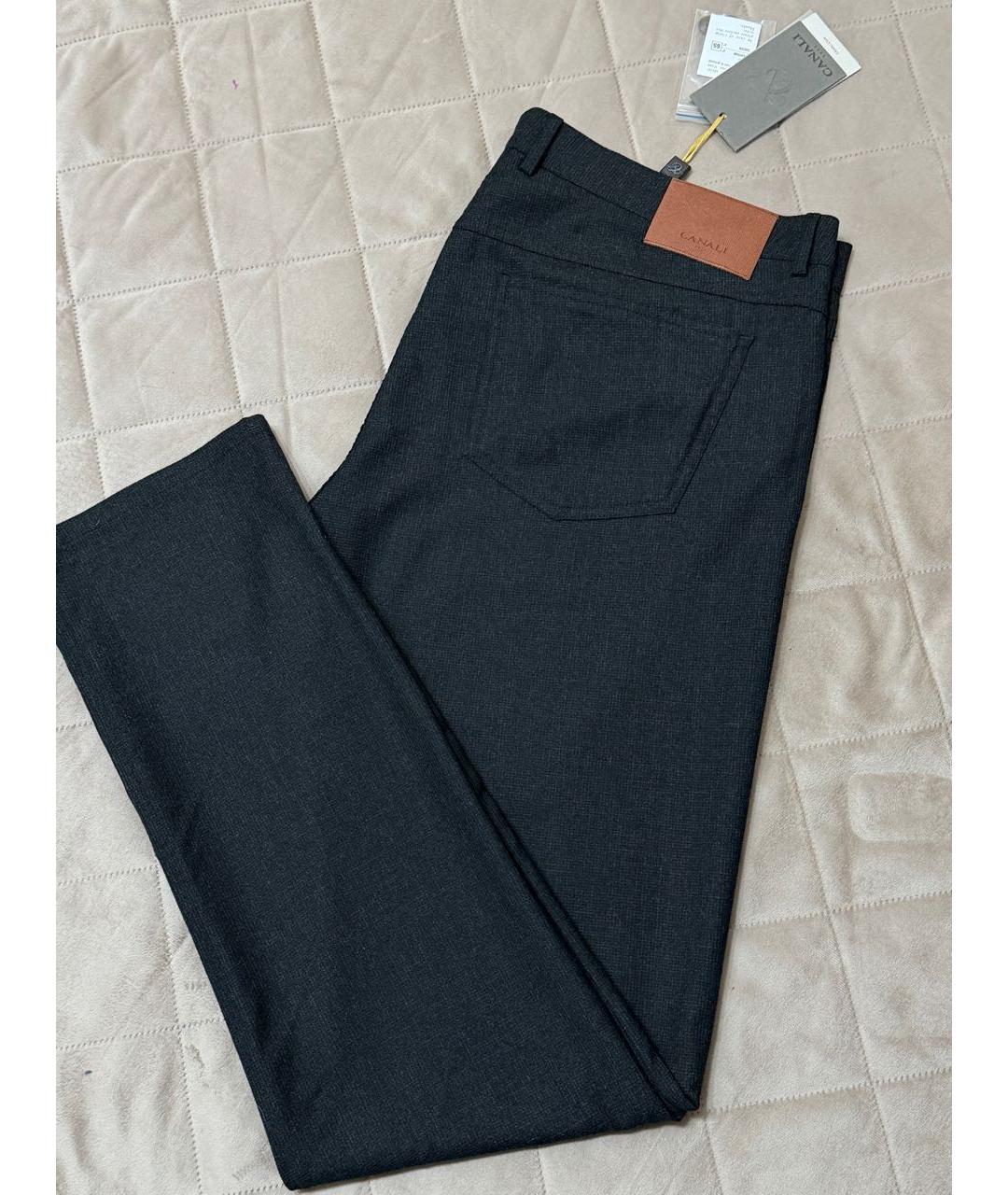CANALI Серые шерстяные повседневные брюки, фото 3
