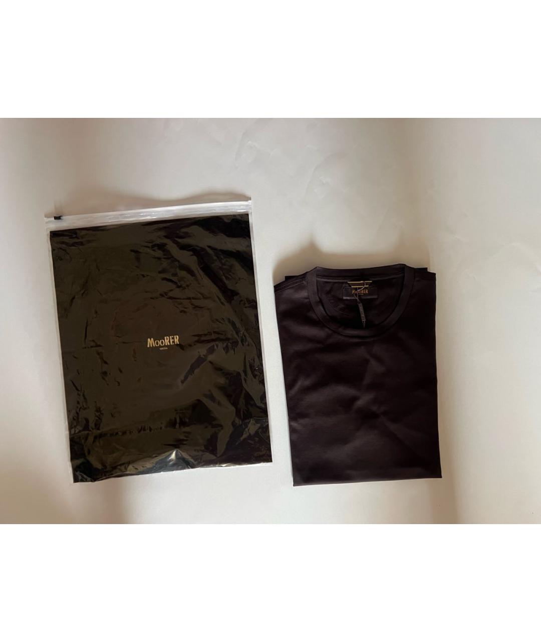 MOORER Коричневая хлопковая футболка, фото 5