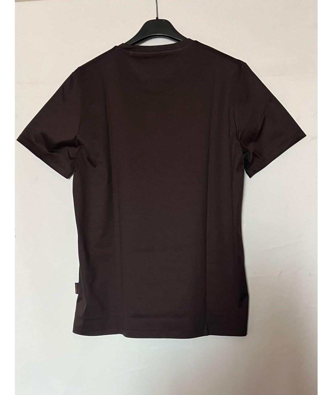 MOORER Коричневая хлопковая футболка, фото 2