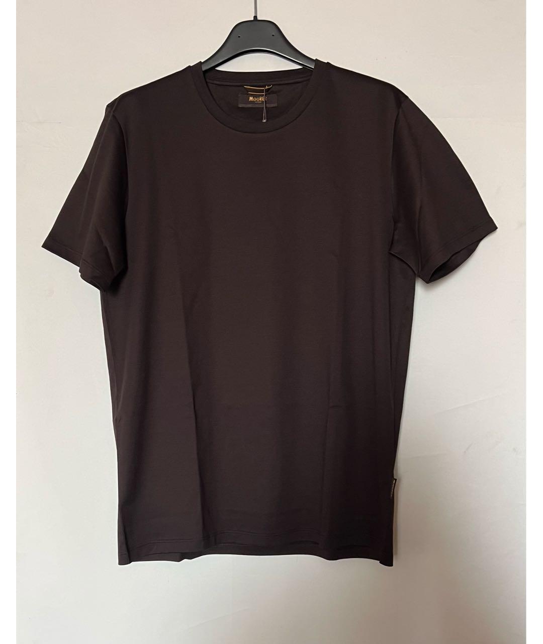 MOORER Коричневая хлопковая футболка, фото 7