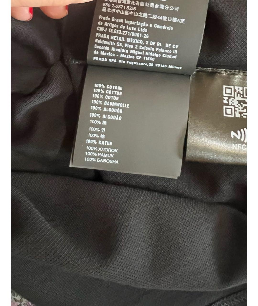 PRADA Черное хлопковое поло с коротким рукавом, фото 6