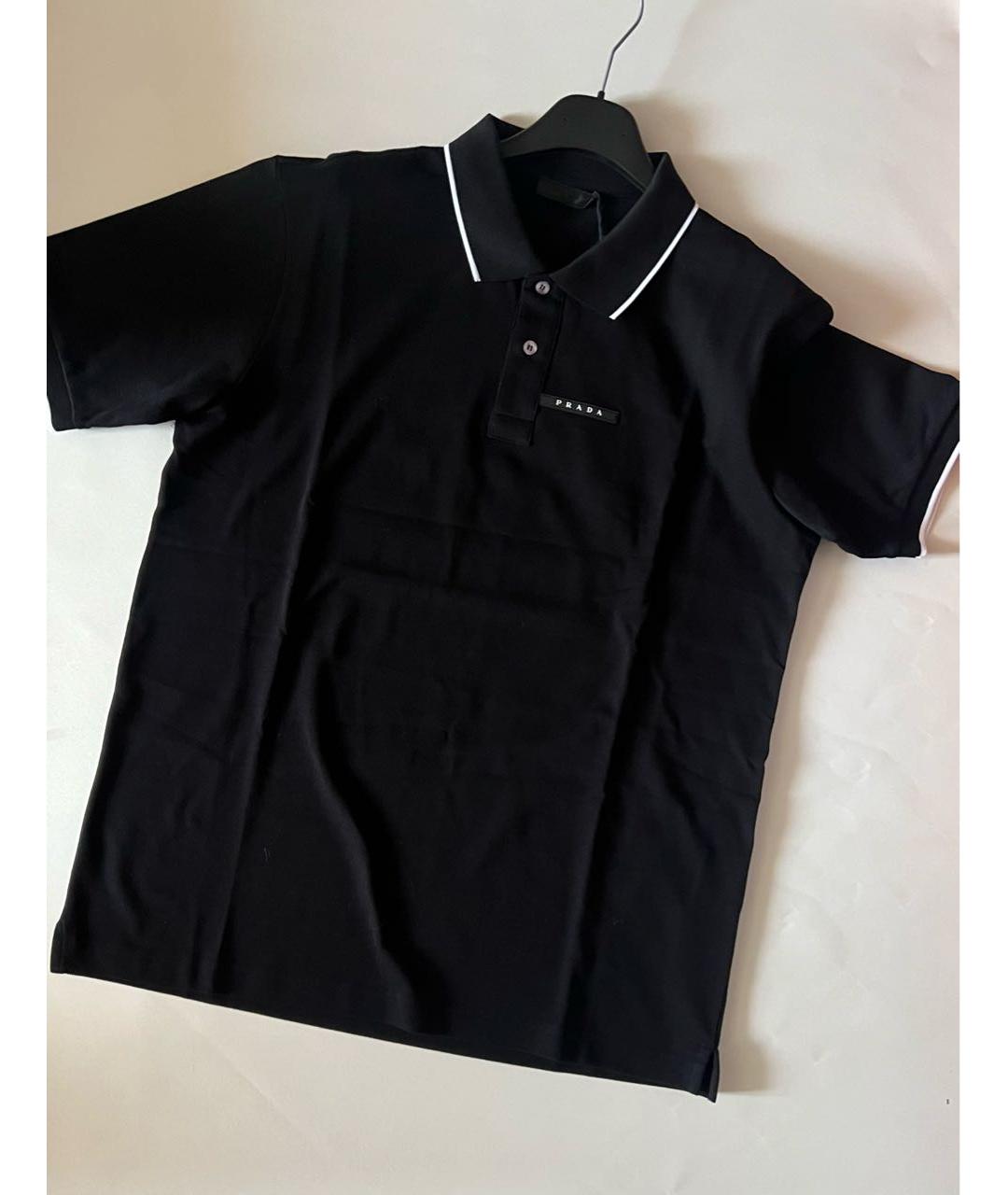 PRADA Черное хлопковое поло с коротким рукавом, фото 4