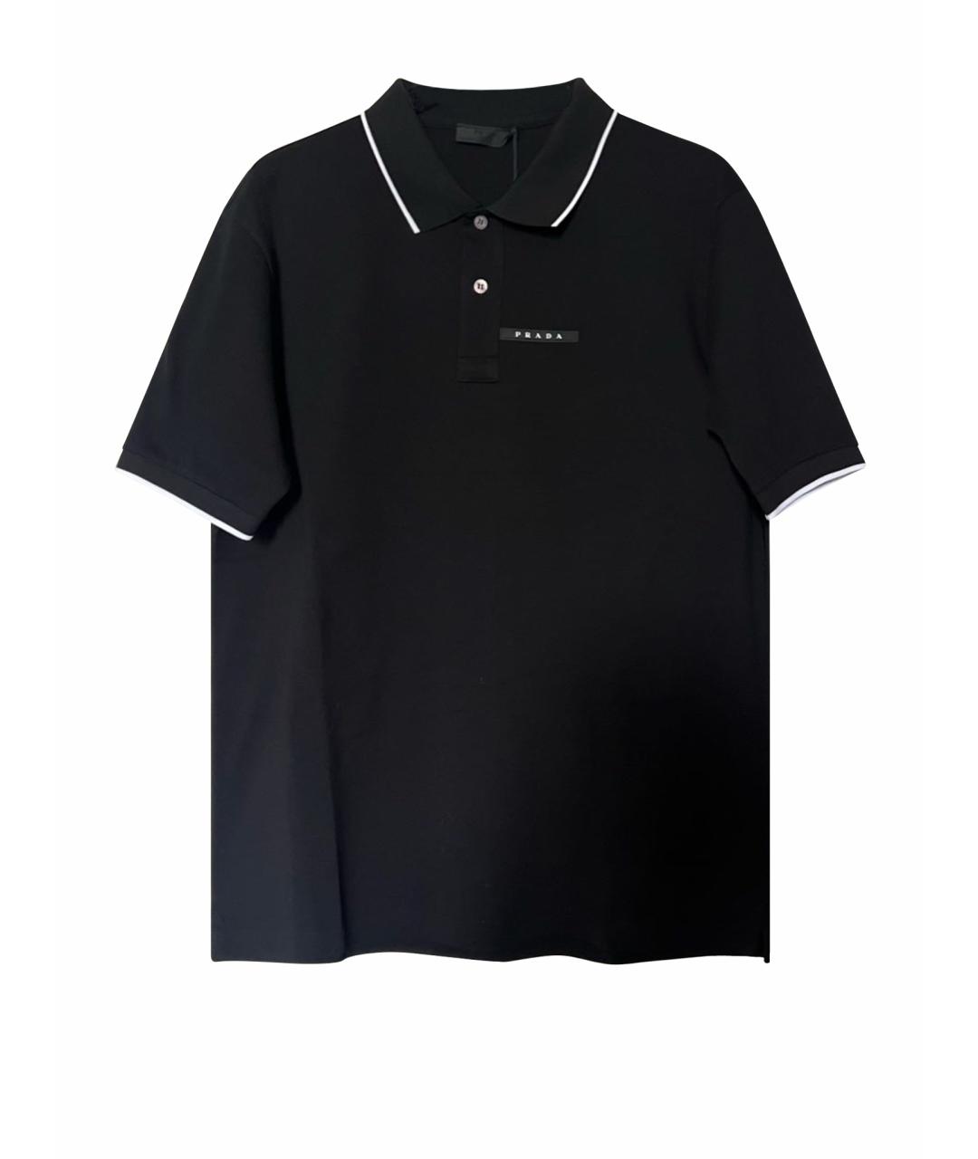 PRADA Черное хлопковое поло с коротким рукавом, фото 1