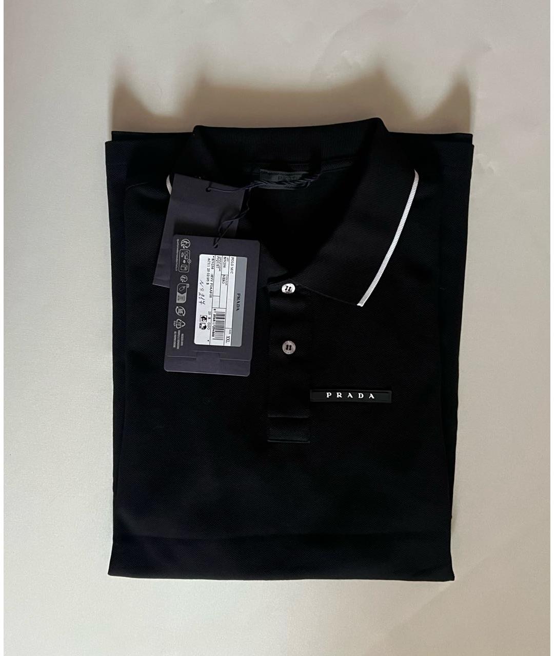 PRADA Черное хлопковое поло с коротким рукавом, фото 8