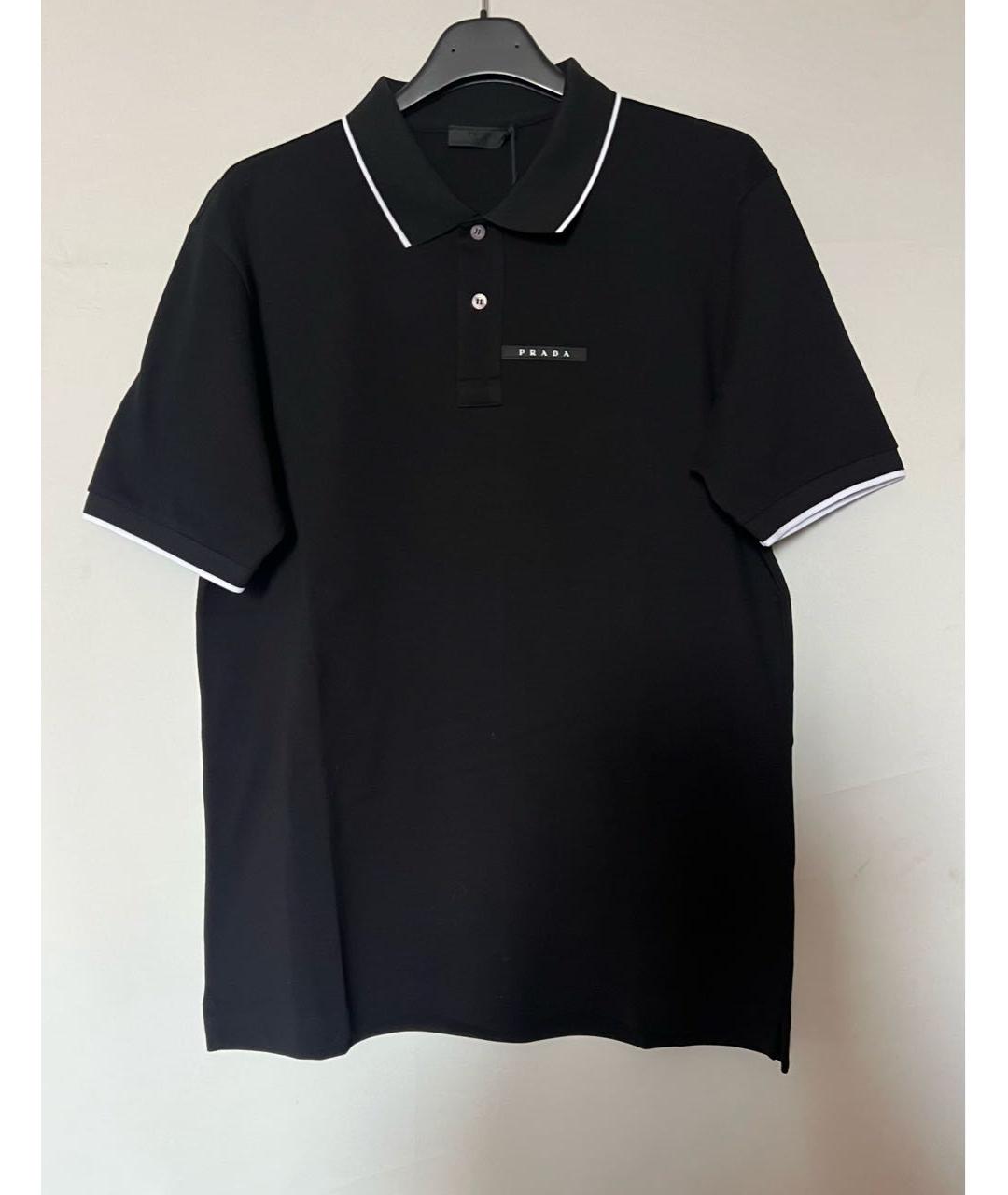 PRADA Черное хлопковое поло с коротким рукавом, фото 9