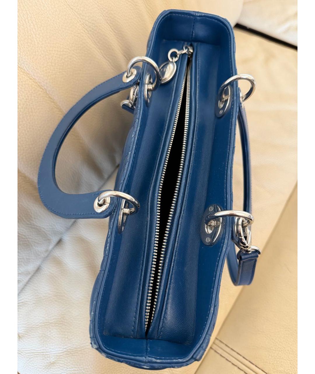 CHRISTIAN DIOR Темно-синяя кожаная сумка с короткими ручками, фото 3