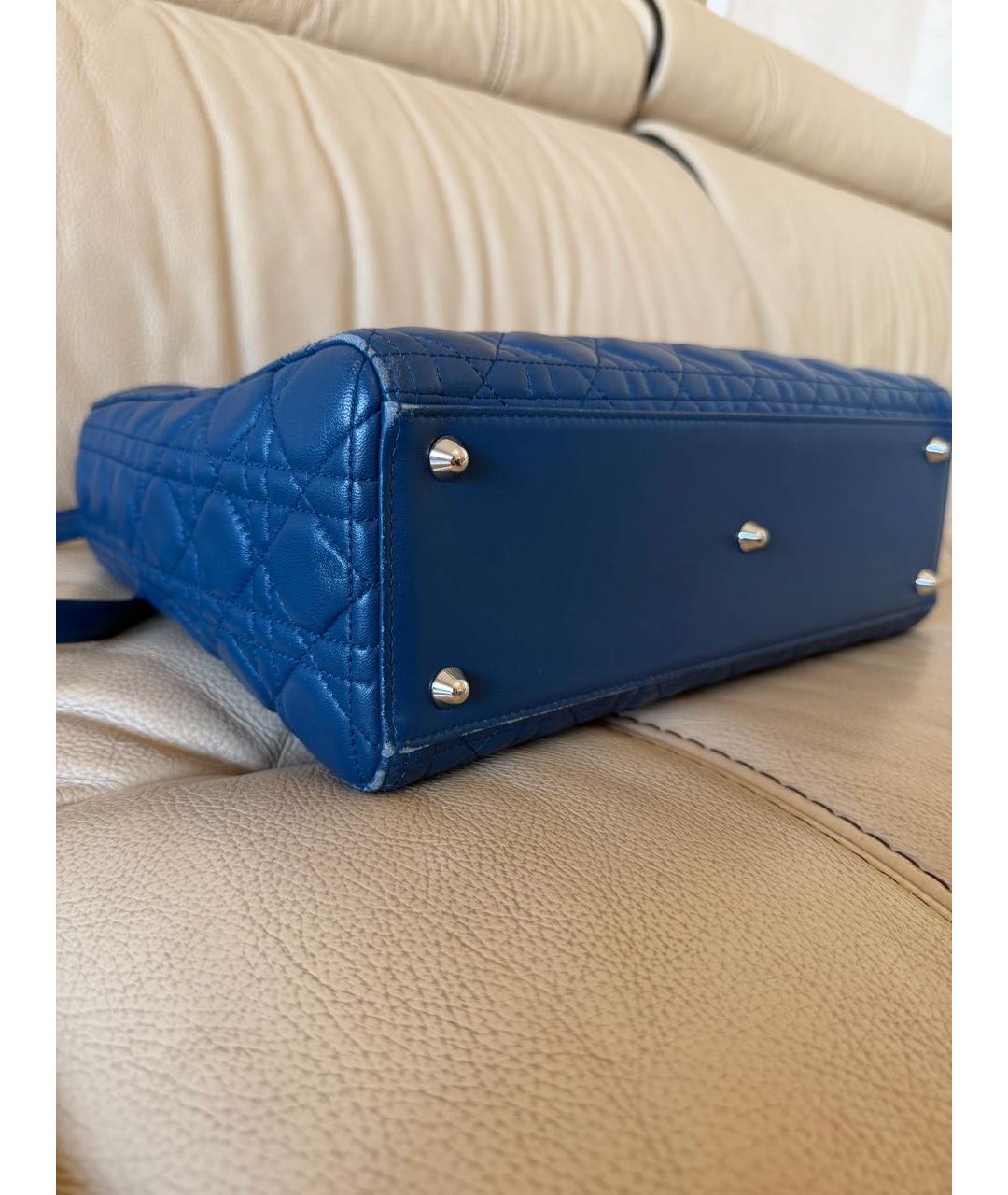 CHRISTIAN DIOR Темно-синяя кожаная сумка с короткими ручками, фото 7
