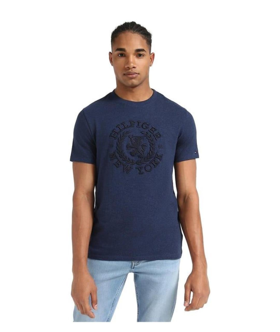 TOMMY HILFIGER Темно-синяя хлопковая футболка, фото 8
